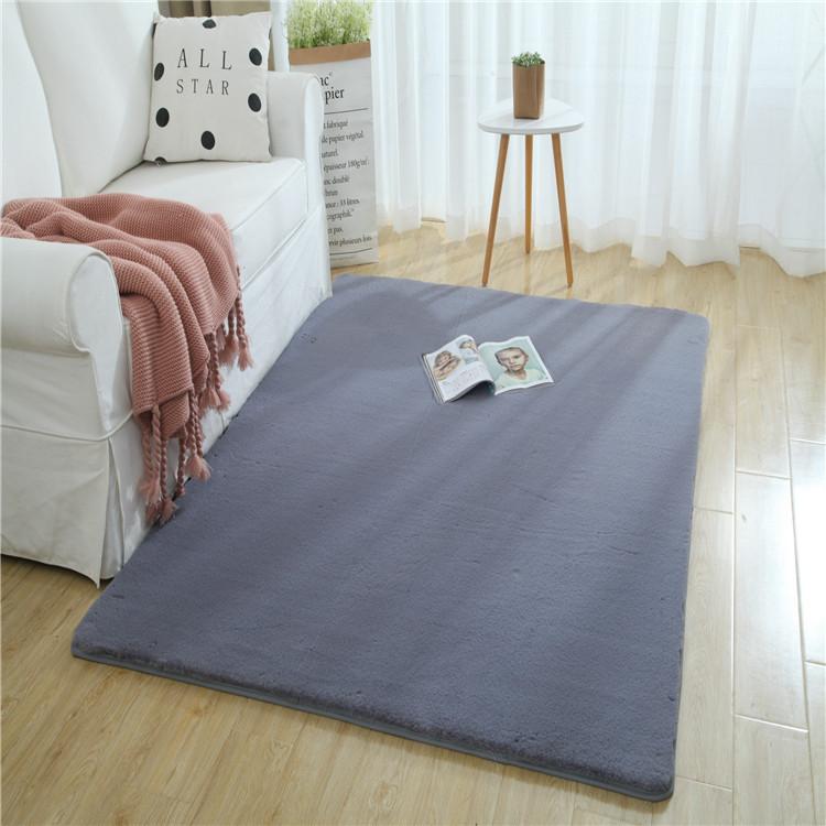 Inyahome Faux Fur Grey Rug for Bedroom Thick Fluffy Rug Non Slip Fuzzy Rabbit Fur Area Rug Shaggy Nursery Indoor Floor Carpet