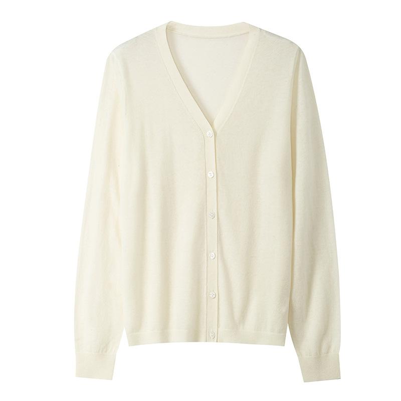 Autumn New 0 Wool Cardigan Women's Blouse Collar with Casual Long-sleeved Knitted Sweater Jacket Thin Top