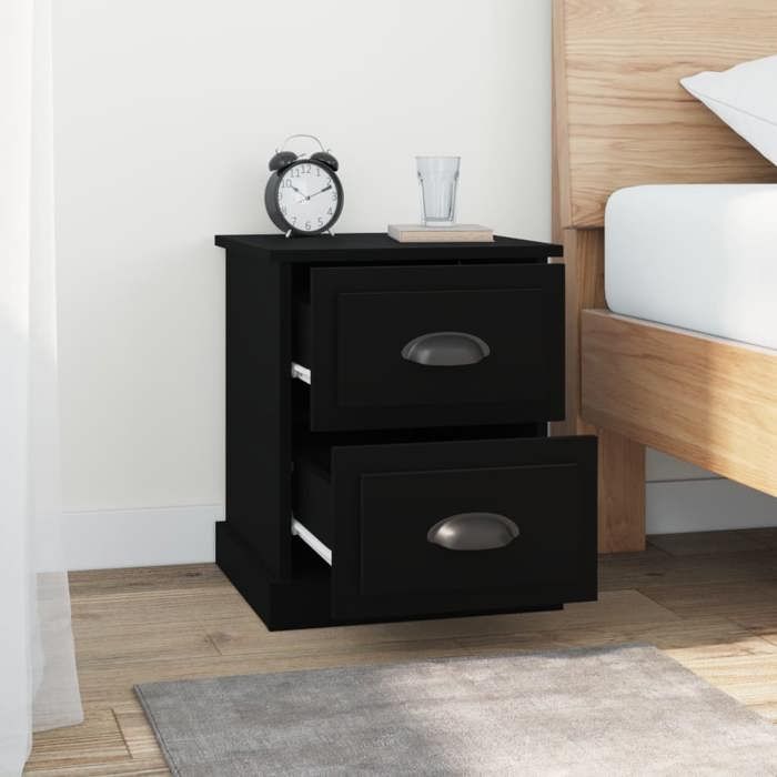 Maison Exclusive - Black Bedside Table 39x39x47.5 Cm Engineered Wood
