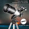 70mm Astronomical Telescope 150X High Power Monocular Telescope Refractor Spotting Scope with 5*24 Finder Scope Tripod Moon Filter 3X Barlow Lens for
