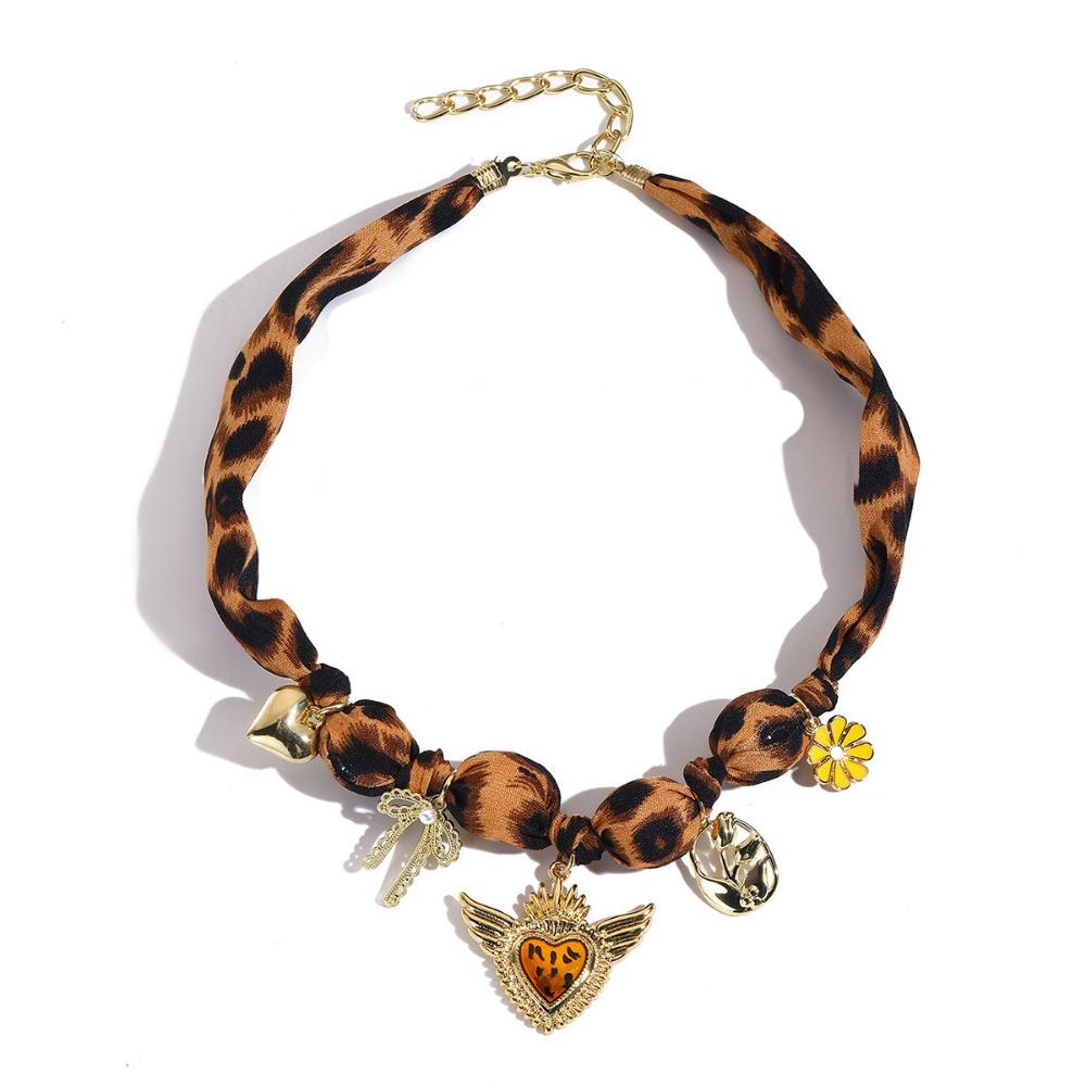 Bohemian Scarf Necklace Heart Charm Scarf Chocker Stackable Jewelry Charm Necklace  Daily