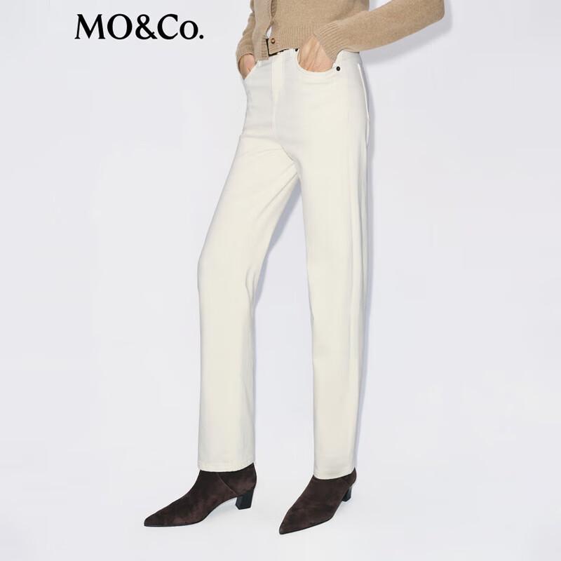 MO&Co. Women's Brushed Slim Mid-High Waist Denim Long Pants