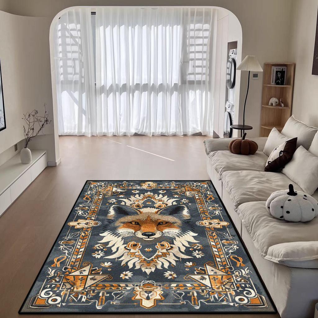 Bohemian Style Decorative Rug for Living Room Big Size Antiskid Room Decor Carpet Soft Easy Cleaning Bedroom Bedside Mat Flannel