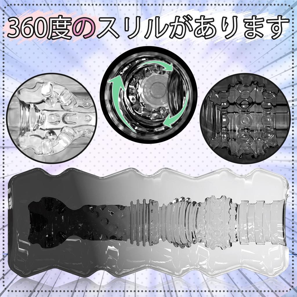 3D Realistic Pocket Pussy for Men Male Masturbator with Soft Stretch Reusable Adult Sex Toy for Intense Solo Play - Tunnel, (Black + Transparent)