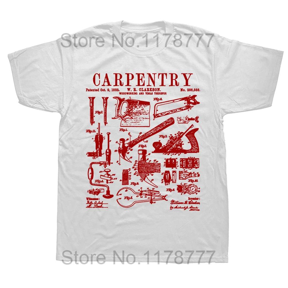 Carpentry Carpenter Tools Handyman Vintage Patent T Shirts Summer Graphic Cotton Streetwear Birthday Gifts T-shirt Clothing