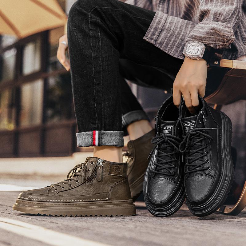 Board Shoes Men's Martin Boots New Autumn and Winter British Style Tooling Boots Men's Shoes Trendy Shoes Men's Locomotive Boots