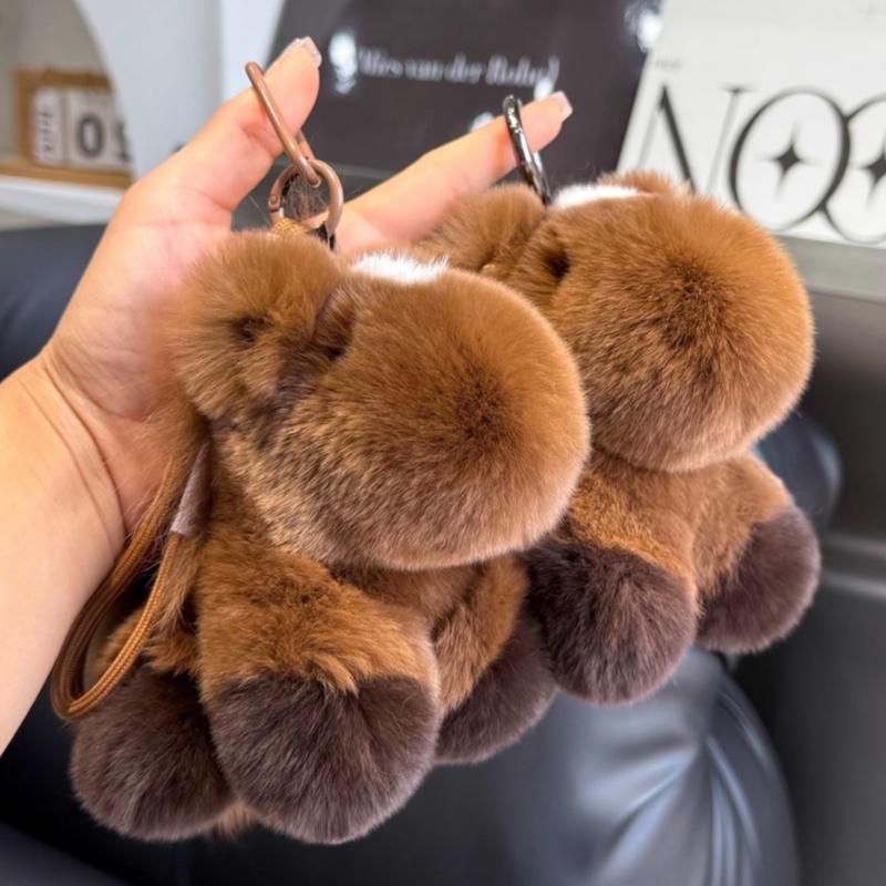Rex Kaninchenfell Tierkreiszeichen Pferd Schlüsselanhänger Plüschtier Kawaii Pony Puppe Tasche Anhänger Dekoration Rucksack Hängend Jahresgeschenk