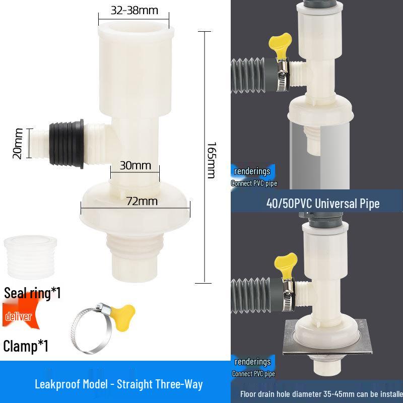 Odor-Proof Y-Shaped Drain Connector for Washing Machine and Basin