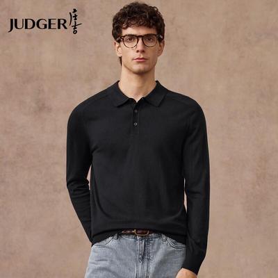 Judger Men's Long Sleeve Knit Polo Shirt