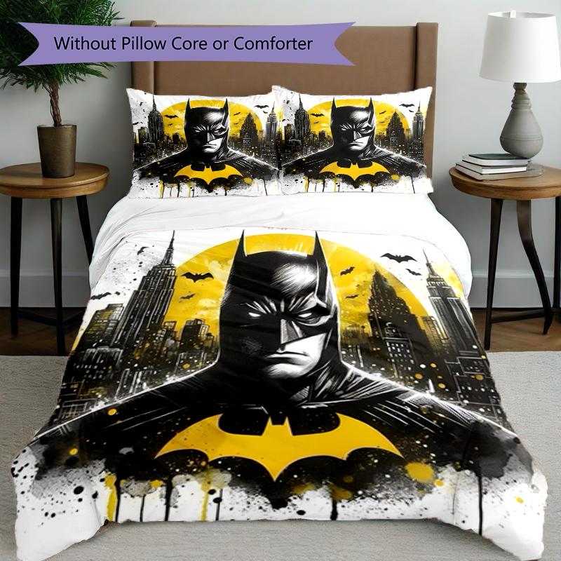 3pcs Duvet Cover Set (1*Duvet Cover + 2*Pillowcase, Without Core),Batman Print Bedding Set, Bedroom Decor, All‑Season, Birthday Gift
