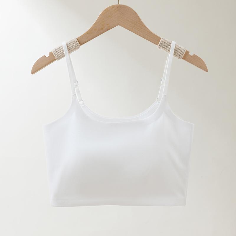 

Бесшовный топ Ice Thread Halter для женщин с подкладками для груди и топ без рукавов для короткого летнего образа XL белый