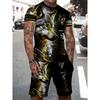 Summer Men'S Sports Outfit with a 3D Wolf Print Short-Sleeve T-Shirt And Shorts, Perfect for Casual Wear, Plus Size