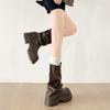 Brown British style thick heel thick-soled Martin boots women's summer 2025 new versatile heightening soft-soled Maillard short boots