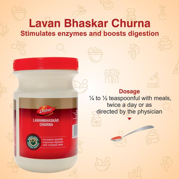 Dabur Lavan Bhaskar Churna 500g | Natural Ayurvedic Digestive Powder for Indigestion, Gas, Acidity, Constipation & Appetite Support