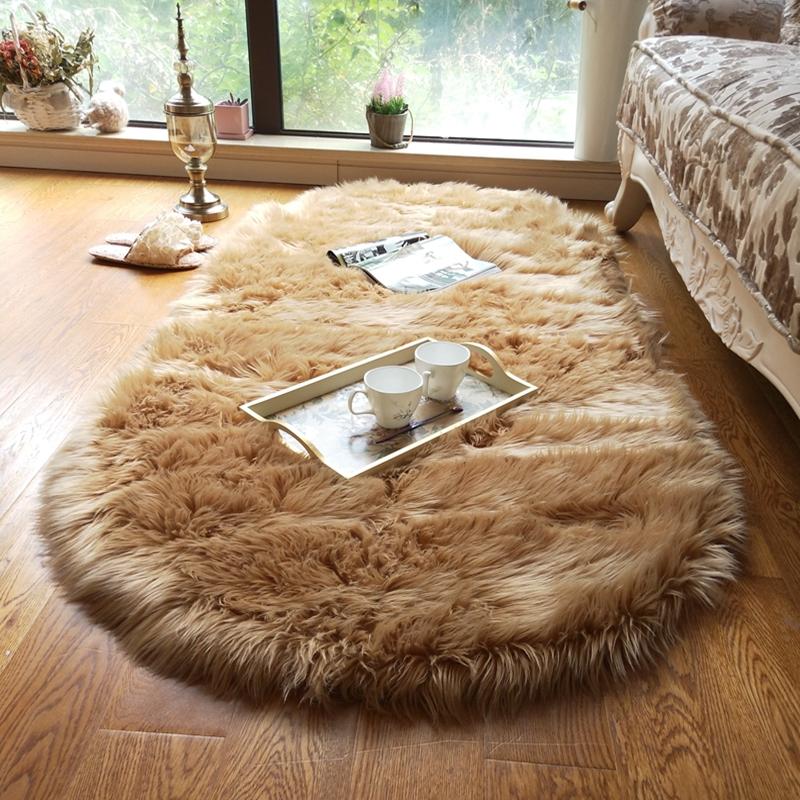 Dik Ovaal Shaggy Tapijt Zacht Pluizig Tapijt voor Slaapkamer Woonkamer Bedzijde Antislip Vloermat voor Kinderkamer Bank Huisdecoratie 50x80cm 19x31inch