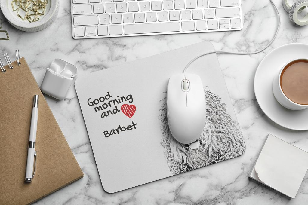 Barbet, Fransız Su Köpeği - baskılı mouse pad, kişiselleştirilmiş köpek temalı mouse pad, Art-Dog markasından bir ofis çalışanı için benzersiz bir gadget