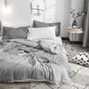Summer Solid Color Bubble Gauze Washed Summer Quilt Home Single/Double Stylish Simple Skin-Friendly Cooling Air-Condition Thin Comforter