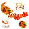 Thanksgiving Autumn Harvest Wall Stickers Festival for Decor, PVC Cornucopia Pumpkins And Maple Leaves Decals, Easy Peel Stick Art Decals Home