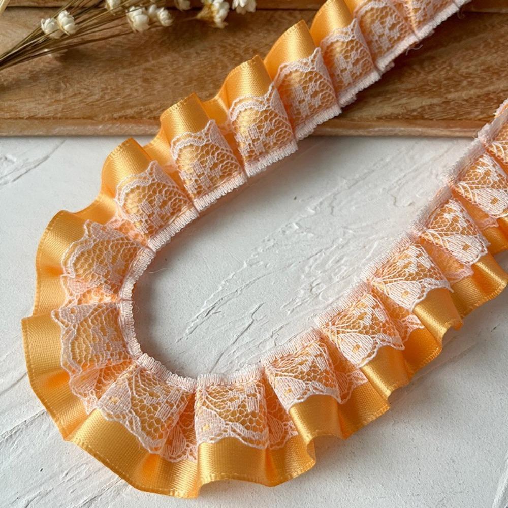 DIY 3meters Lace Ribbons Trim Handmade Pleated Ruffled Farbic Trim Garment Dress Hem High-Grade Sewing Material Lace Accessories