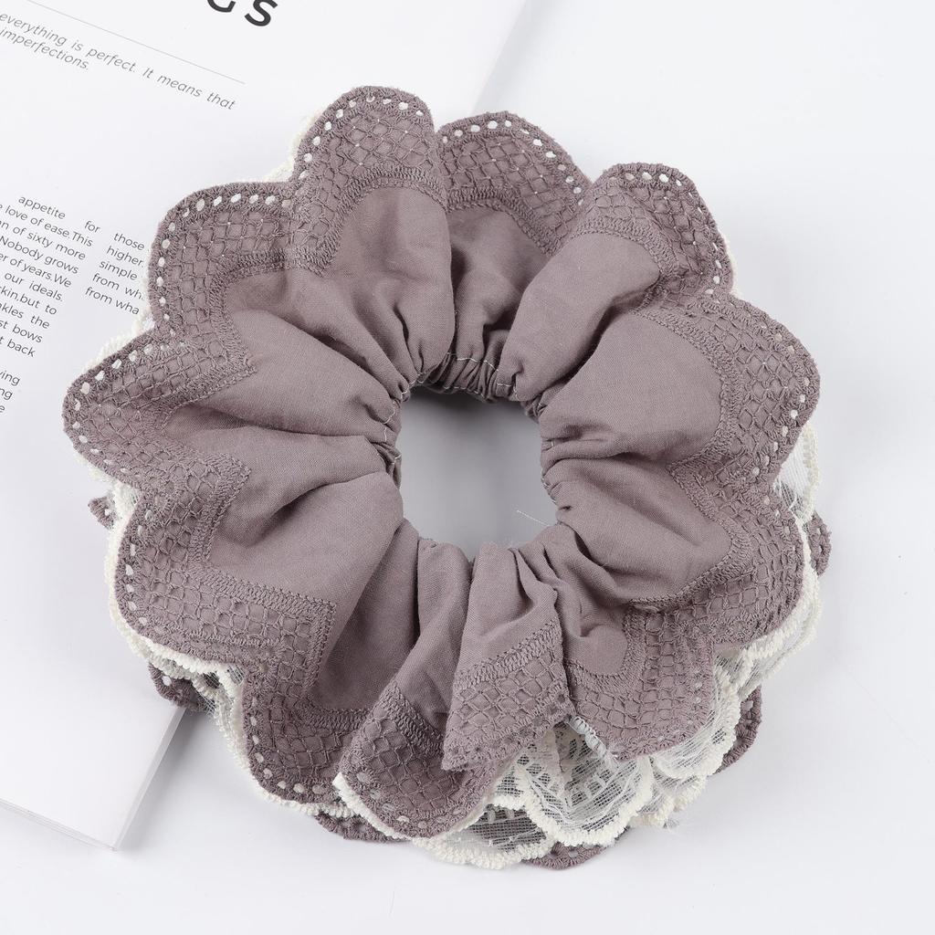 Influencer Double Layer Lace Hair Tie - Simple Large Fabric Hair Accessory with Rubber Band