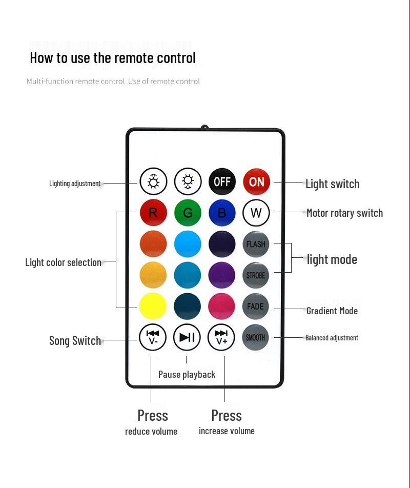 Bluetooth Music Stand with USB 5V: Seven-Color Rotating Sound-Controlled Magic Ball Stage Light