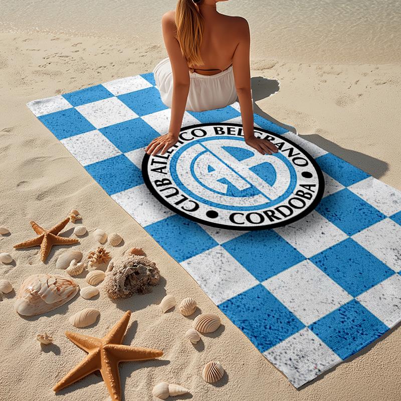 Atletico Belgrano Crest Microfiber Beach Towel, Lightweight And Quick-Dry, for Summer Travel, Beach Essential, Swimming Pool