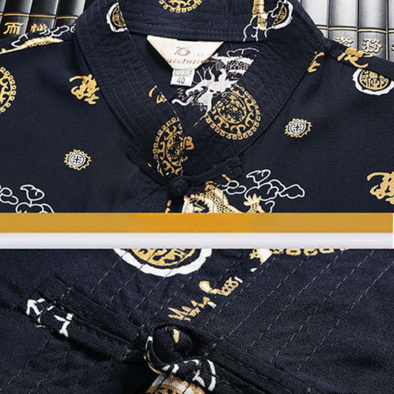 Erkekler Yeni Çin Gelenekleri Erkek İpek Saten Kung Fu Takım Tang Takım Gömlek Kol Ceket Pantolon Ejderha Wu Shu Tai Chi Takımları