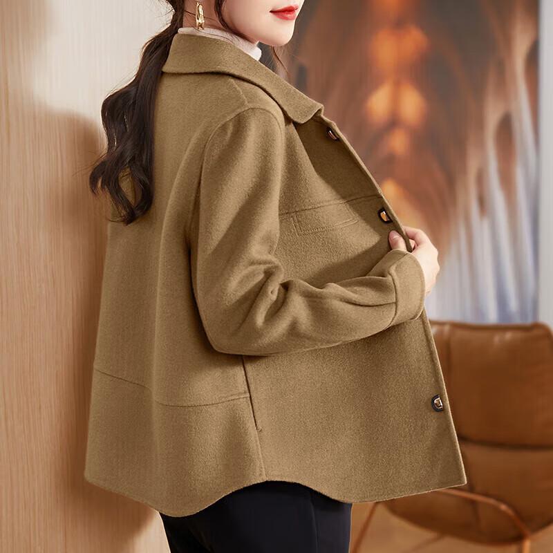 XUEXI Women's Double-Faced Wool Cashmere Short Winter Coat