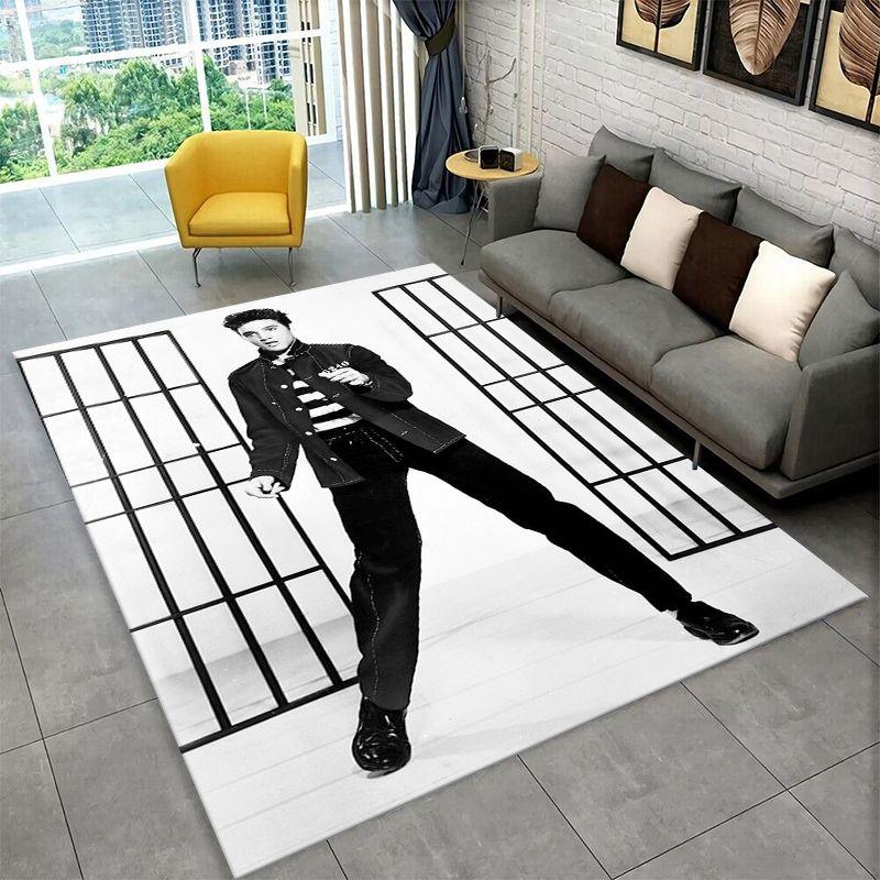 Tappeto Antiscivolo Retro The King E-Elvis Presley per Soggiorno, Camera da Letto, Sala Giochi, Tappeto Morbido Pavimento Tappeto Decorazione Casa Stanza