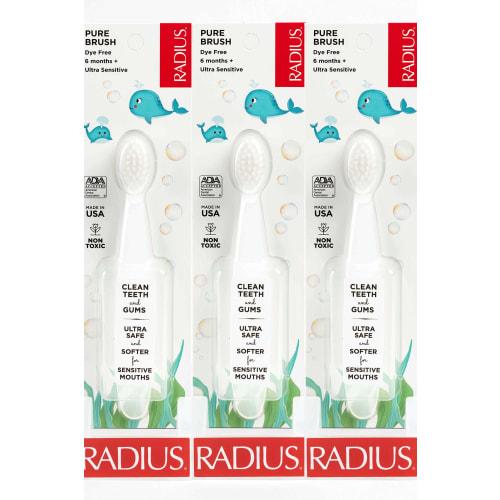 Radius Pure Toothbrush (for babies 6 months and up) (3-pack) BPA-free, color-free