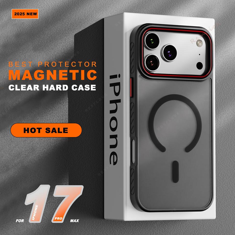 Coque de téléphone magnétique pour iPhone 14 15 16 Plus 13 15 16 17 Pro Max Air Magsafe Charge sans fil Protection Coque antichoc