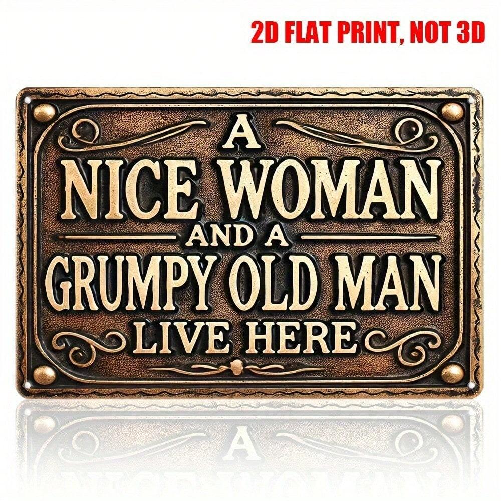 Funny Vintage Metal Tin Sign Grumpy Old Man Home Decor Retro Wall Art 20x30