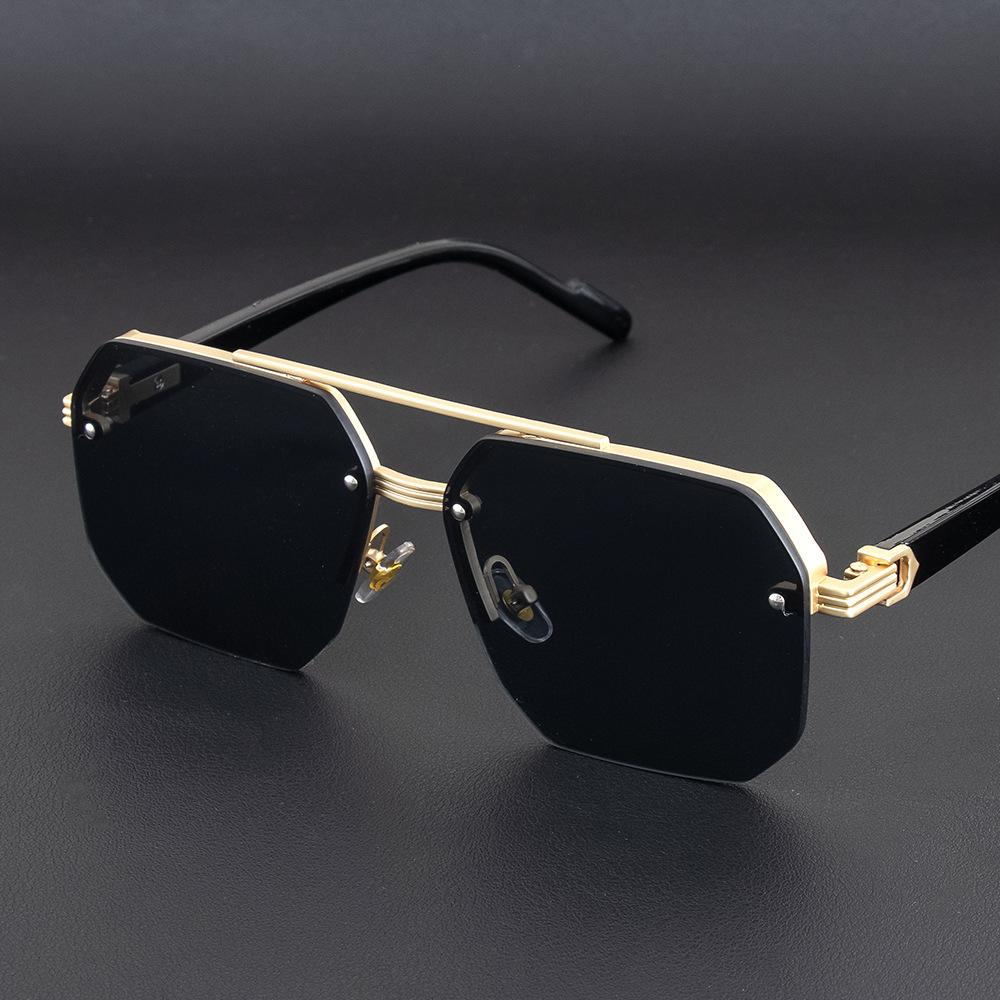 Vintage Square Sunglasses Half Metal Frame UV400 Sun Shades Women Men Trendy Design Sun Glasses Leisure Driving Eyewear