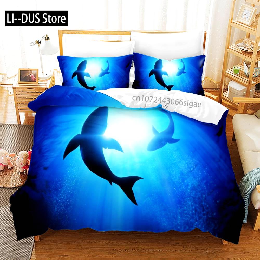 The Underwater World Bedding Set Single Twin Full Queen King Size Fish Bed Set Aldult Kid Bedroom Duvetcover Sets 3D Print 014