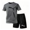 Nuovo set estivo da uomo alla moda, casual, T-shirt e pantaloncini, due pezzi, 2026, set traspirante per sport all'aperto