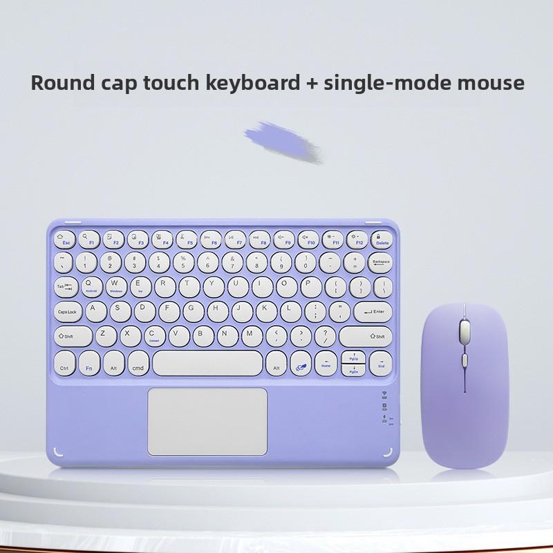 Bluetooth Keyboard Mouse Set Round Keycaps Touch Control for Phone Tablet Laptop iPad Wireless Combo