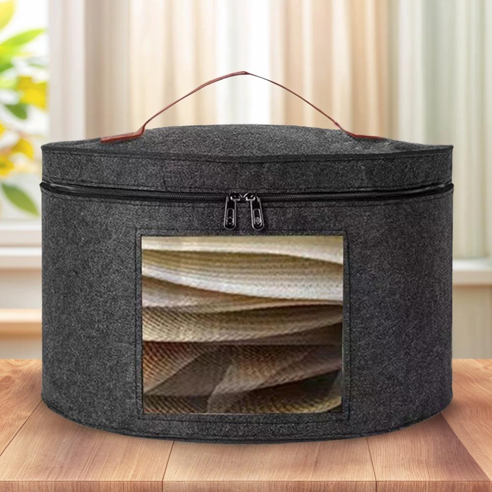 Collapsible Hat Case -Handle & Shoulder Strap Hat Clothes Storage Bin Foldable Hat Organizer Bag for Travel and Closet Storage