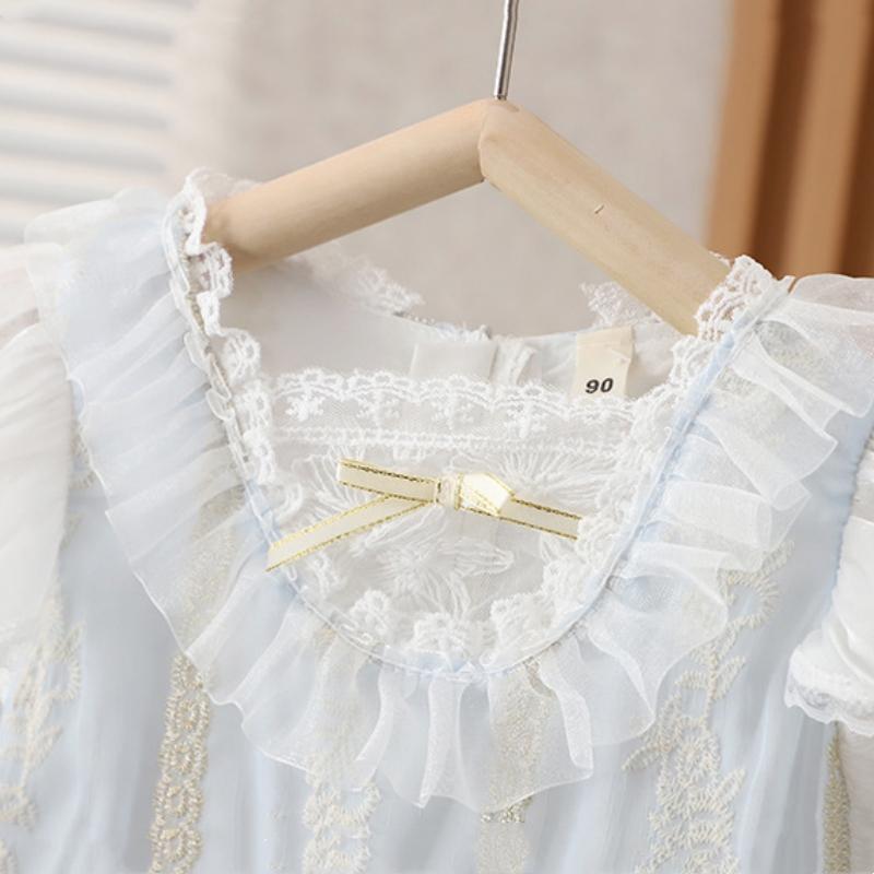 Baby Dress Korean Style Baby Girls Lace Clothes Kids Girls Short Sleeves Dress Toddler Girls Princess Summer