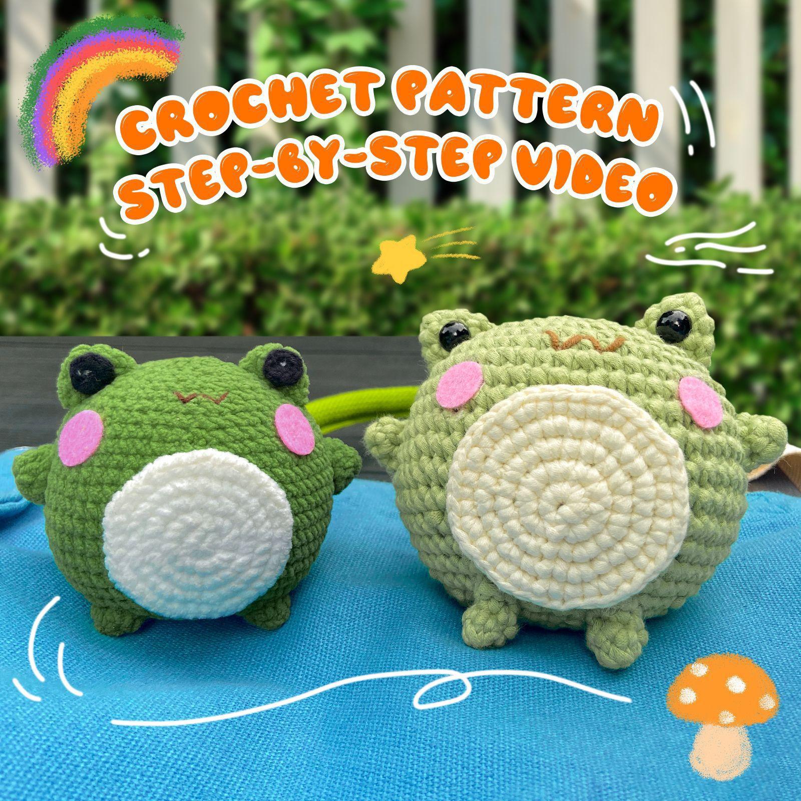 

Two-Pack Cute Blush Little Frog Doll Beginner Crochet Material Pack English Manual Diagram Medium