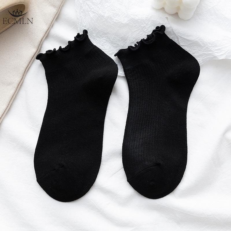 Chaussettes Mi-Mollet Mignonnes en Dentelle Style Décontracté d'Été Chaussettes de Mode Chaussettes en Coton Couleur Bonbon pour Femmes