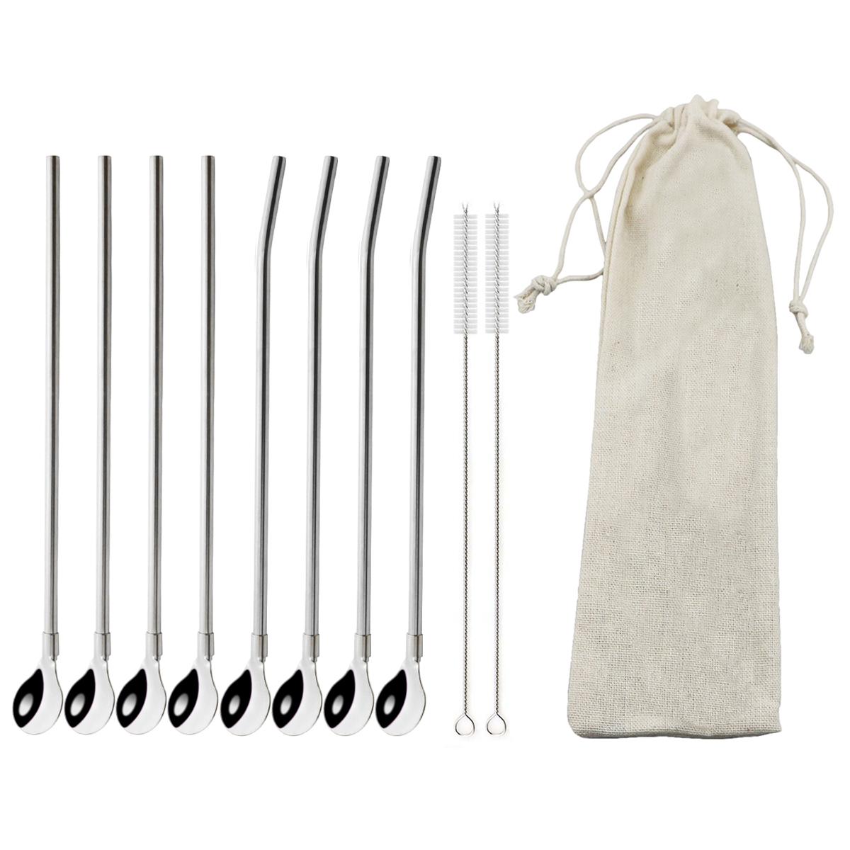 

Многоразовая ложка-соломинка 18/10 из нержавеющей стали, металлическая, цветная, коктейльная, соломенная ложка, аксессуар для помешивания кофе в молочном баре