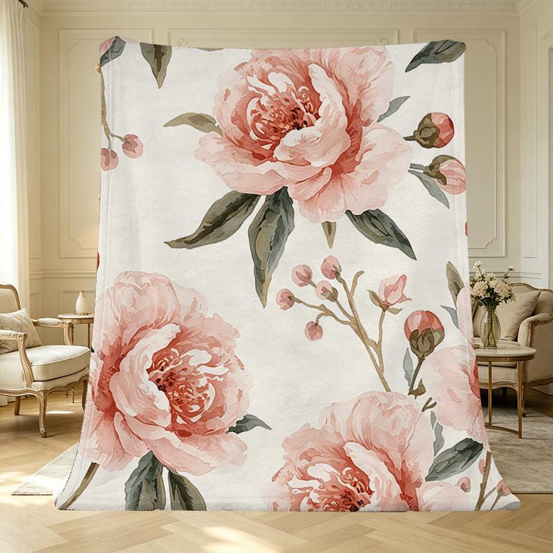 Soft Fleece Blanket,Breathable Skin-Friendly Cozy Throw, Delicate Floral Design, Warm All Season for Home, Office, Christmas & Halloween