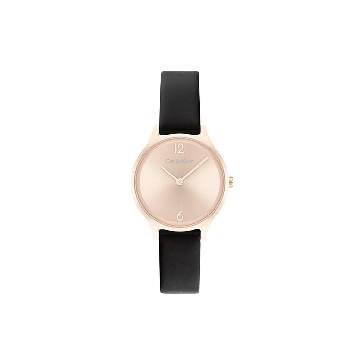 

Calvin Klein Quartz Watch Leather Strap 28mm Gold Dial Simple Classic Sunburst Dial Black Gold Watch Women watches 25200060 Regular Watch Box,Black Strap 25200060