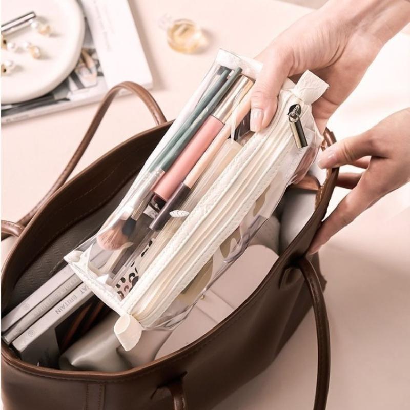 Stylish Large Capacity Waterproof Travel Cosmetic Bag with 4 In 1 Detachable Compartments for Makeup and Toiletries Storage