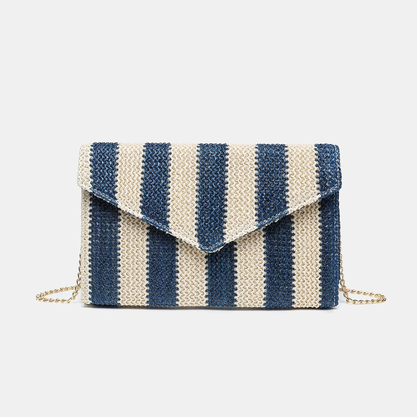 2026 Summer Colorful Striped Women s Straw Woven Crossbody Bag - Fashionable and Simple Square Shoulder Bag