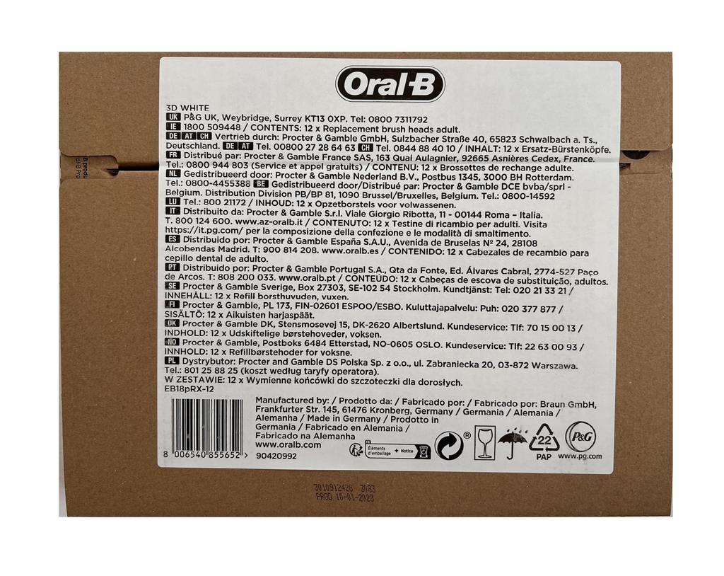 Braun elektrický zubní kartáček náhradní kartáček PRO Bělicí kartáček 3D WHITE 12 kusů Oral-B EB18pRX-12 [Produkt]