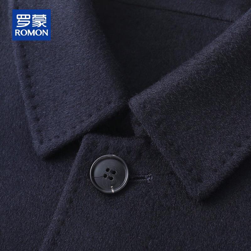 ROMON Men's Autumn/Winter Wool Blend Mid-Length Overcoat