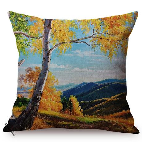 Nordic Rural Landscape Oil Painting Art Sofa Decoration Cushion Cover Rivers Scenery Style Car Chair Throw Pillow Case Cojines