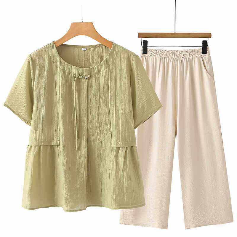 2026 Chinese Style Midlife Summer Outfit: Short-Sleeve Top, Age-Defying & Flattering