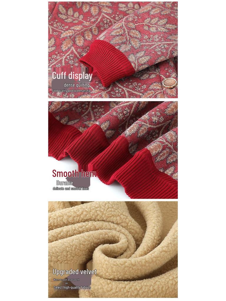 Cárdigan Acogedor de Lana con Forro de la Abuela: Abrigo Grueso y Cálido de Otoño e Invierno para Mujeres de Mediana Edad y Mayores